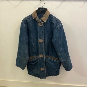 Robert Comstock Leather and Denim Coat
